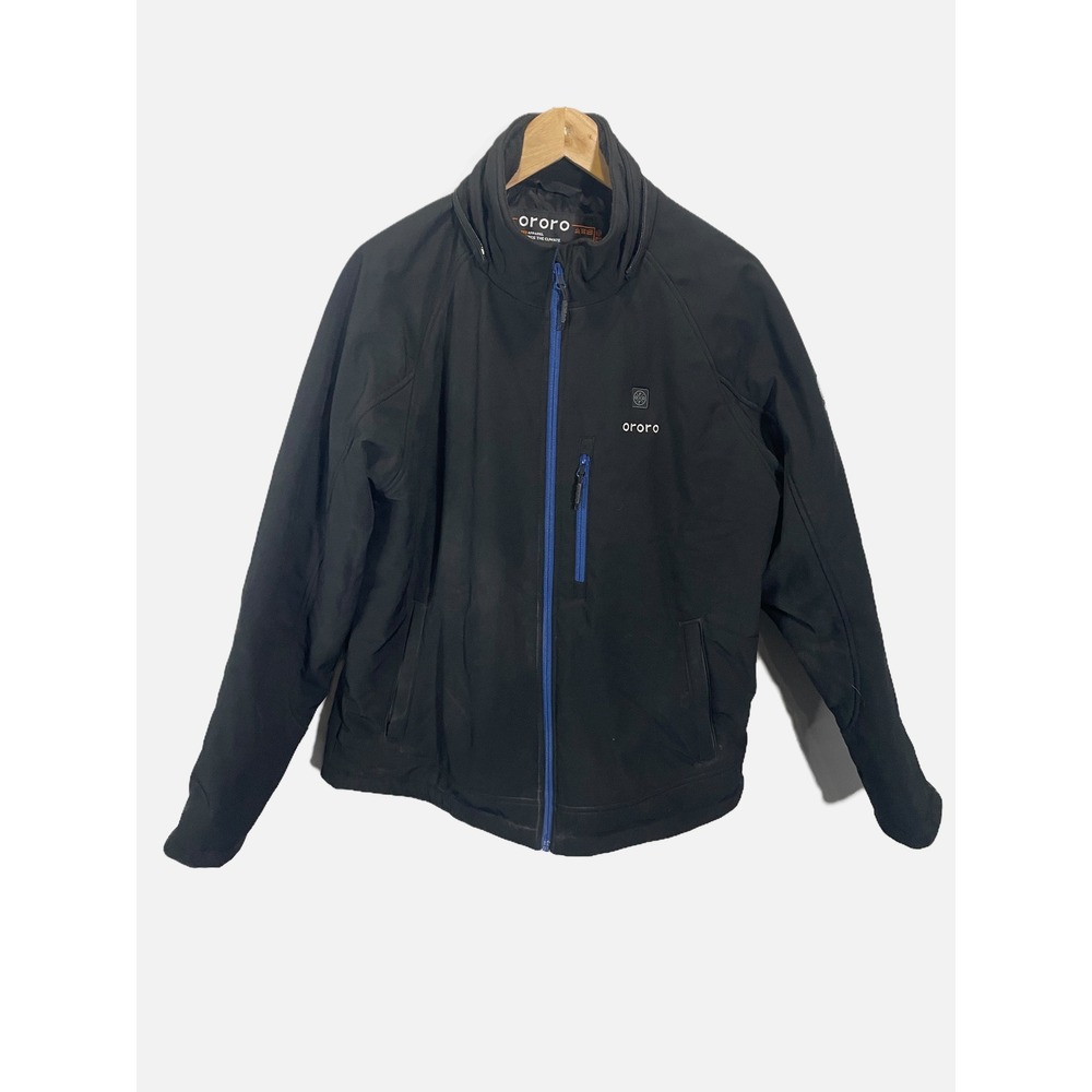Ororo Heated Softshell Jacket Men Large Black Blue Zip Winter Work Outdoor Coat